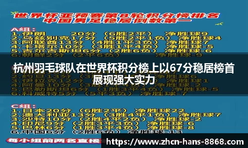 杭州羽毛球队在世界杯积分榜上以67分稳居榜首展现强大实力